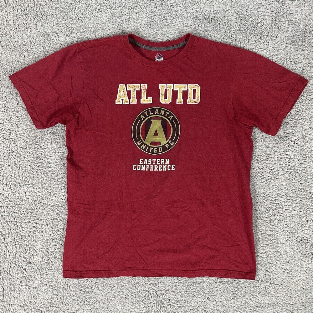 Atlanta United Majestic Mens T-Shirt Red Size L Large Short Sleeve Soccer